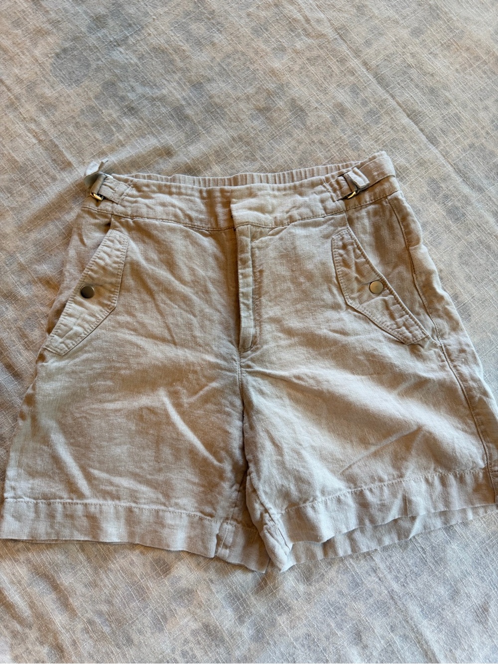 Athleta Beige Linen-Blend Bermuda Shorts